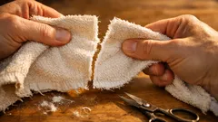 So machsch us alte Handtüecher fusselarmi Putzlappe – mit em Kerb-und-Riss-Trick